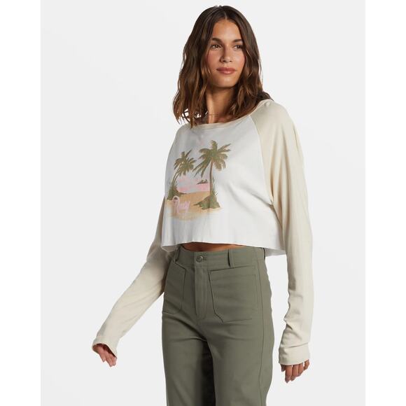 Roxy Cream and White Long Sleeve Tee - Picture 3 of 5